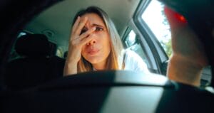 Woman who has driving anxiety